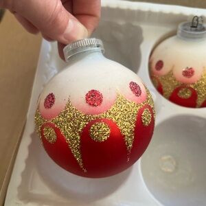 Vintage Made in Austria Red and Gold Christmas Tree Ornaments (Sold by Sears)